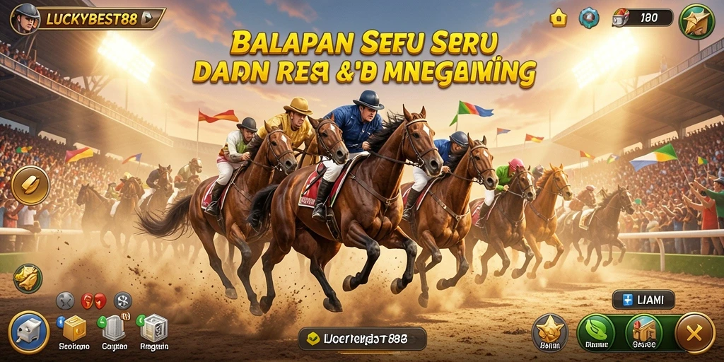 Tampilan gameplay seru dari LUCKYBEST88 saat balapan di trek cepat.