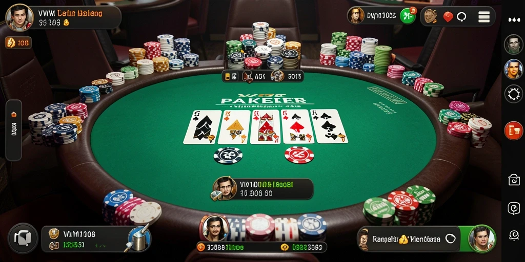 Gambar gameplay VW108 yang menarik dalam permainan Poker.